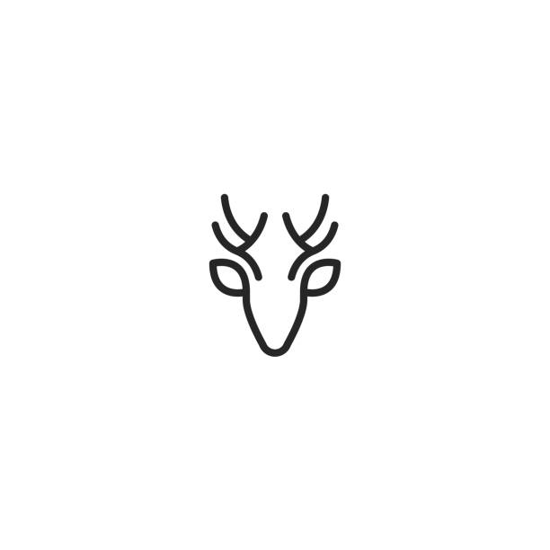 ilustraciones, imágenes clip art, dibujos animados e iconos de stock de icono del logotipo de vector de cabeza de ciervo - stags horn