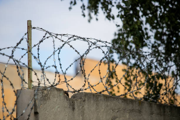 istock barbed wire on a fence, close up 1270579574