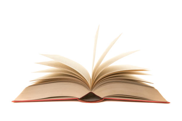 istock Open old red book with pages standing up isolated on a white background 1270582473