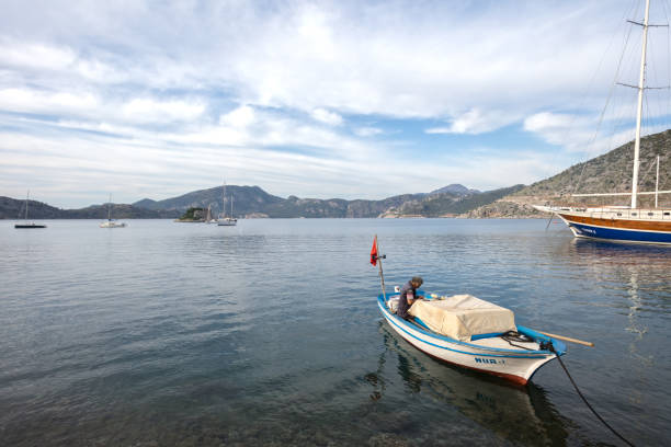 Marmaris, Mugla, Turkey, April 10, 2017 : Seaside Village, View of  Selimiye Village, Marmaris, Mugla-Turkey