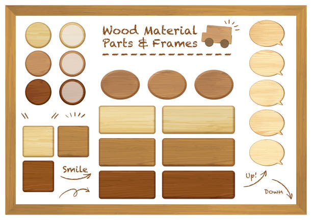 zestaw ilustracji do ramek z ziarnistej ziarnistości - lumber industry timber wood plank stock illustrations