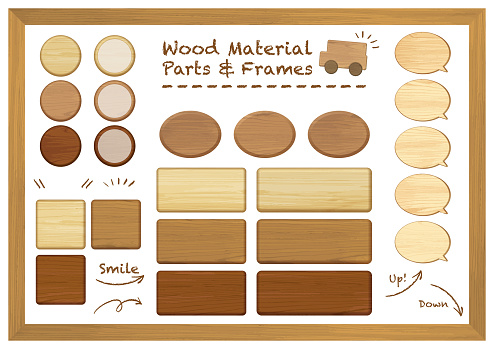 A set of woodgrain frame illustrations