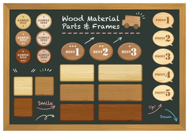 ilustrações de stock, clip art, desenhos animados e ícones de a set of woodgrain frame illustrations - wood lumber industry tree ring wood grain