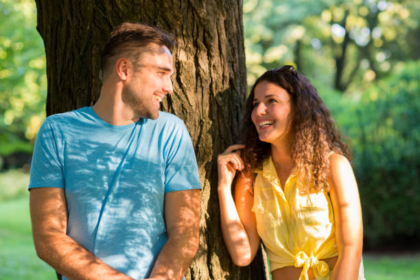 istock Happy couple in the summer park 1270584652
