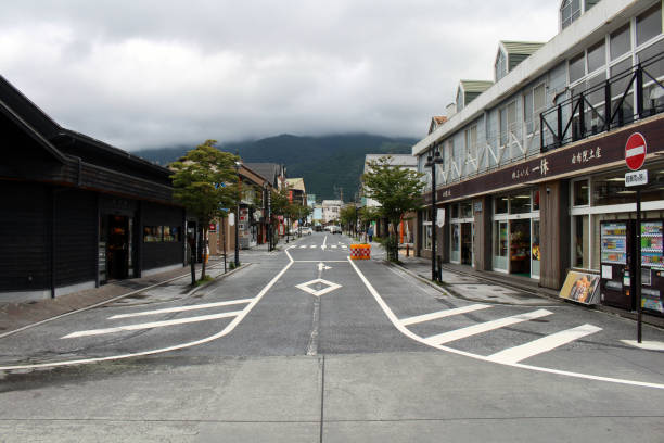 Shops around Yufuin station, a Japanese onsen or hotspring destination