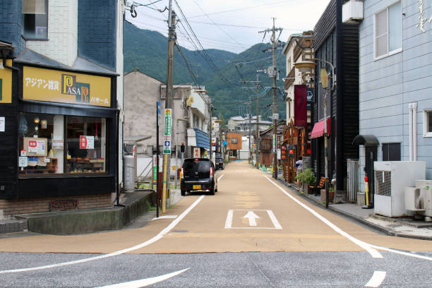 Shops around Yufuin station, a Japanese onsen or hotspring destination