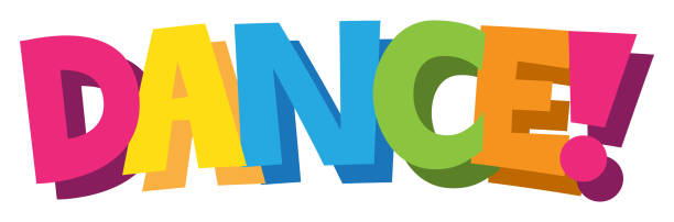 DANCE! colorful cartoon-style lettering banner DANCE! colorful vector cartoon-style lettering banner reggaeton dance stock illustrations