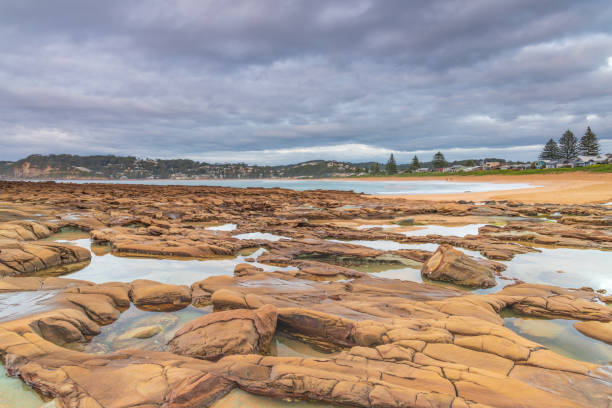 Overcast Sunrise Seascape from North Avoca Beach on the Central Coast, NSW, Australia.