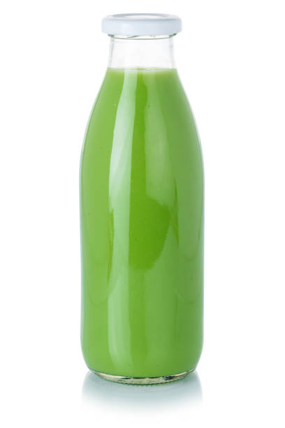 istock Green smoothie fruit juice drink in a bottle isolated on white 1270602887
