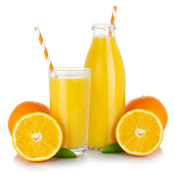 istock Fresh orange fruit juice drink smoothie oranges glass and bottle isolated 1270603030