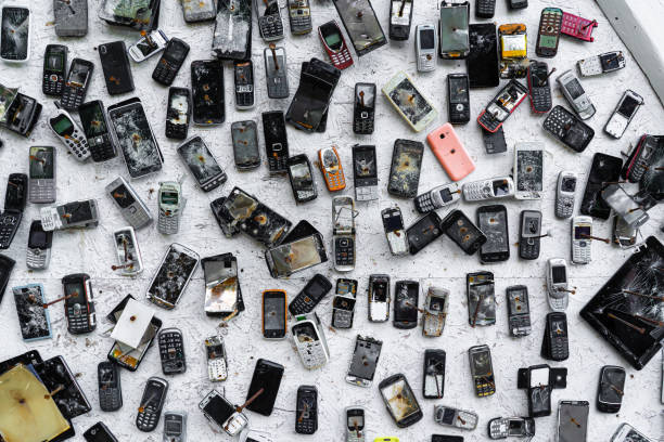 istock mobile phones are nailed to the wall. 1270608629
