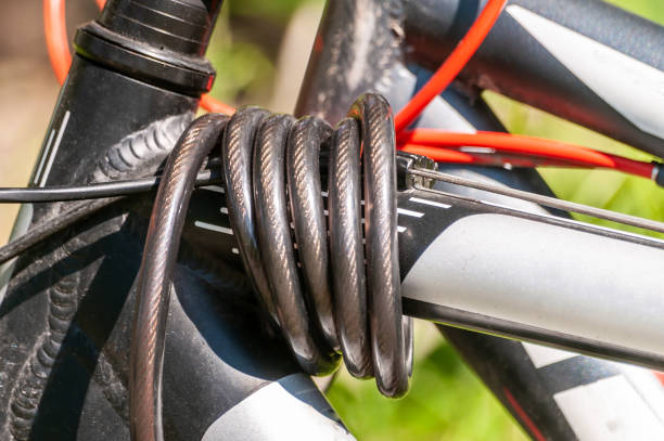 close-up of Bicycle lock from bike theft