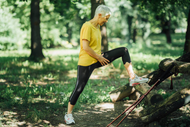 istock Stretching Legs after Nordic Walking Exercise 1270614805