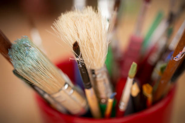 istock Close up of different paint brushes. 1270616428