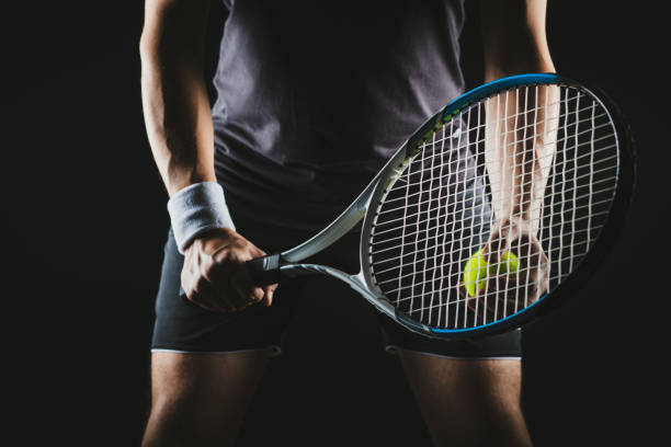 tennista - tennis men indoors serving foto e immagini stock