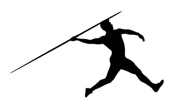 illustrazioni stock, clip art, cartoni animati e icone di tendenza di atleta lanciatore di giavellotto - javelin