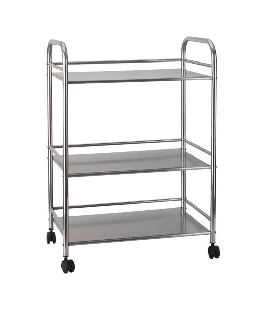 istock Stainless steel racks with wheels isolated on white 1270621379