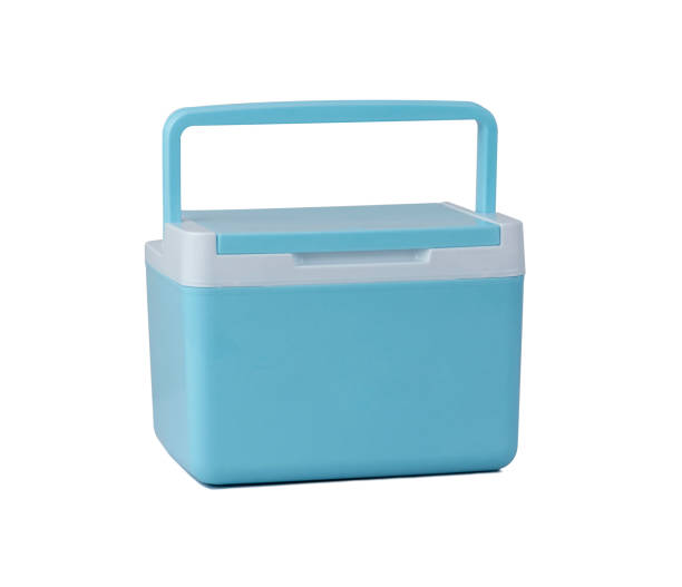 istock Light blue picnic cooling box isolated on white 1270621440