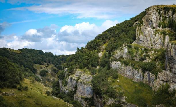 istock Cliffs of Cheddar Gorge from high viewpoint. High limestone cliffs in canyon in Mendip Hills in Somerset, England 1270621932