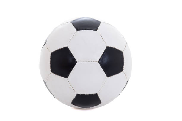 istock classical black and white leather soccer ball isolated on white 1270623079