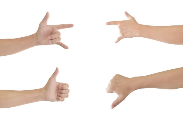 istock Set of man hands gestures isolated on white background, with clipping path. 1270623851