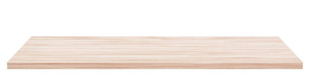 白い背景に隔離されたヴィンテージ木製の卓上または木製の棚。クリッピング パスを持つオブジェクト。 - table counter top wood isolated ストックフォトと画像