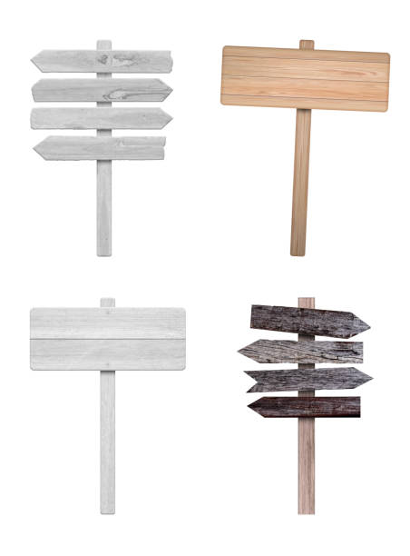 istock 4 various wooden sign isolated on white background. Object with clipping path. 1270626922