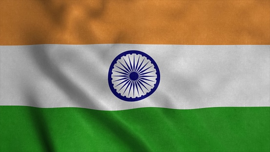 Indian flag waving in the wind. National flag of India. 3d illustration.