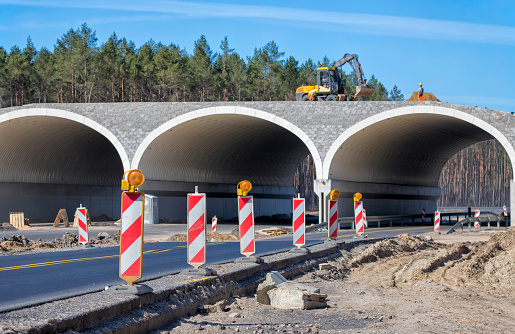 Construction of a culvert for animals over the new highway S3 near Szczecin, Poland