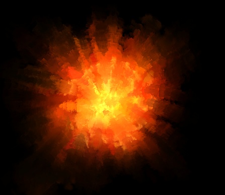 Explosion, orange fireball on black background