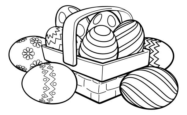 ilustrações, clipart, desenhos animados e ícones de cesta de ovos de páscoa hamper desenho animado - computer graphic image characters full