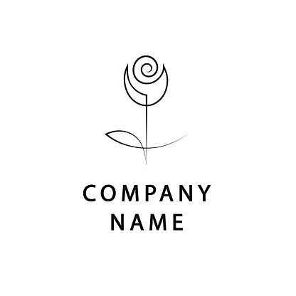Vector rose logo for flower store beauty salon and other business. Design template.