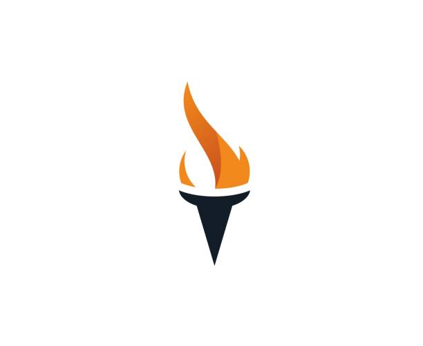 토치 아이콘 - flaming torch flame fire symbol stock illustrations