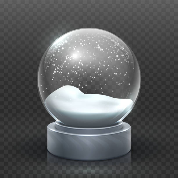 illustrations, cliparts, dessins animés et icônes de globe de neige. snowglobe de vacances de noël, boule de neige de noël vide de verre. modèle de vecteur de boule magique de neige - snow globe christmas snow winter