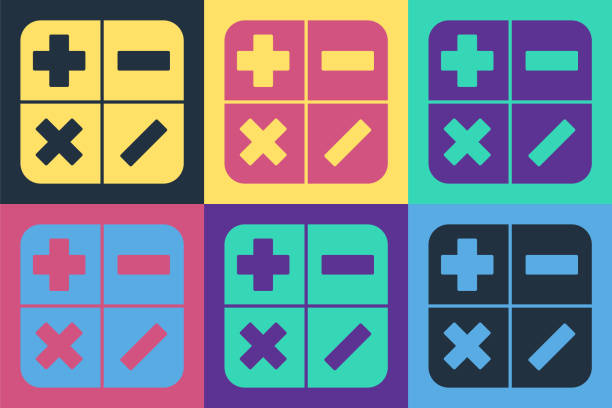 istock Pop art Calculator icon isolated on color background. Accounting symbol. Business calculations mathematics education and finance. Vector Illustration 1270639766