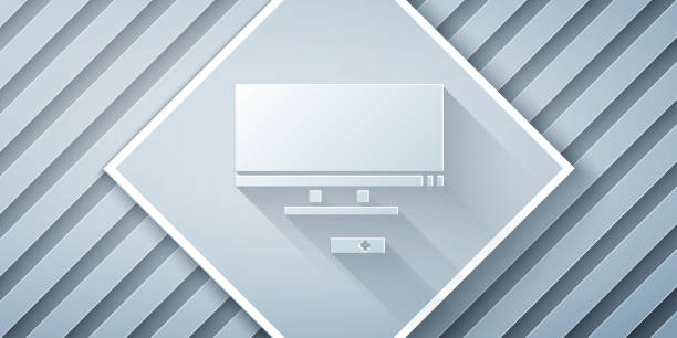 istock Paper cut Smart Tv icon isolated on grey background. Television sign. Paper art style. Vector Illustration 1270640464