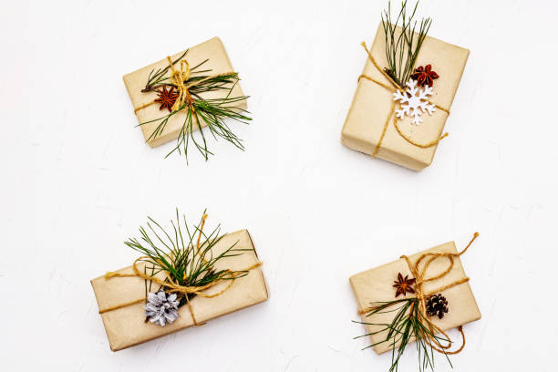 istock Zero waste gift concept. Christmas or New Year decor from pine branches and cones, star anise and vintage thread. Plastic-free recyclable lifestyle 1270646752