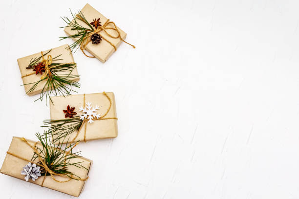 istock Zero waste gift concept. Christmas or New Year decor from pine branches and cones, star anise and vintage thread. Plastic-free recyclable lifestyle 1270646828