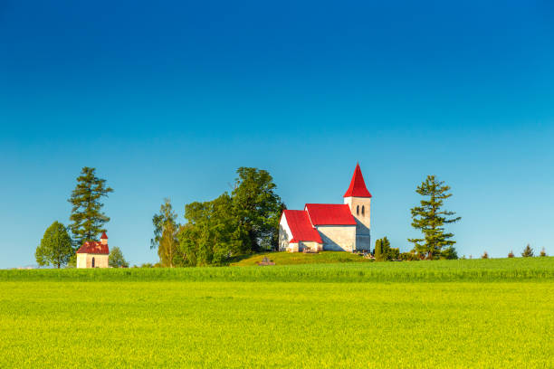 istock Rural landscape with a church in the background. 1270652273