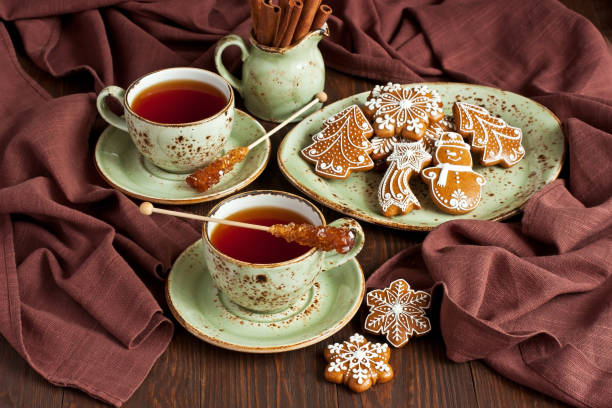 istock Christmas Gingerbread cookies with  hot drink 1270652316