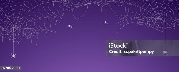 Halloween Spider Web Banner With Spiders Cobweb Background Stock Illustration - Download Image Now