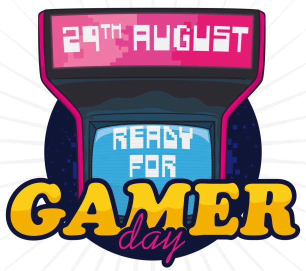 istock Arcade Machine with Retro Sign Celebrating Gamer Day in August 1270654196