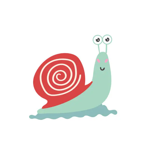 Vector illustration of Vector cartoon snail in a shell