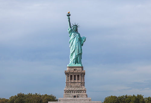 Statue of Liberty sculpture on Liberty Island, New York City, USA