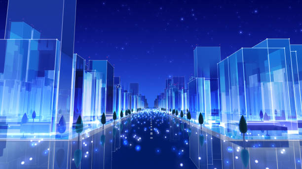City night Building Simple Modern Skyscraper business 3D illustration background.