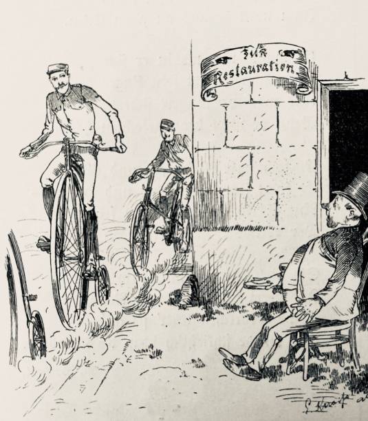 istock They seldom come alone, penny farthing bicycles arriving at the inn 1270665336