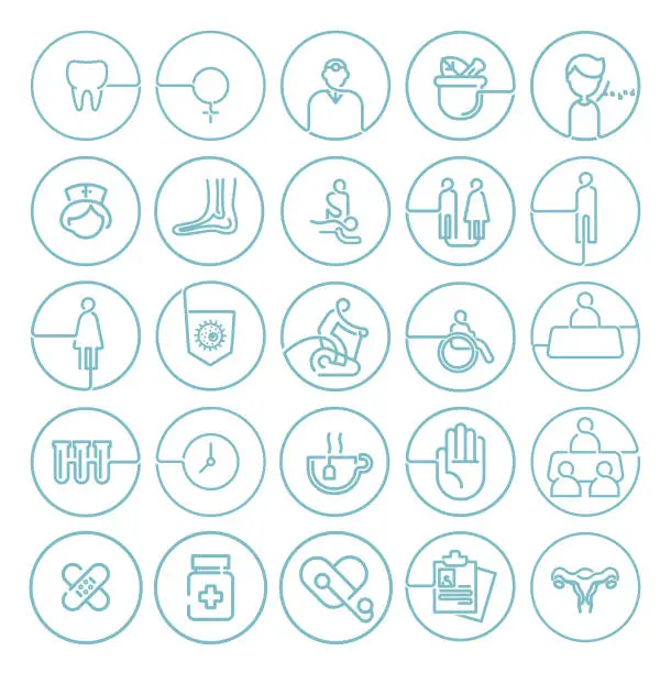 Vector illustration of Hospital and Healthcare Outline Icons