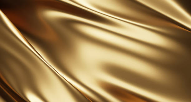 gold luxury fabric background 3d render - satin imagens e fotografias de stock