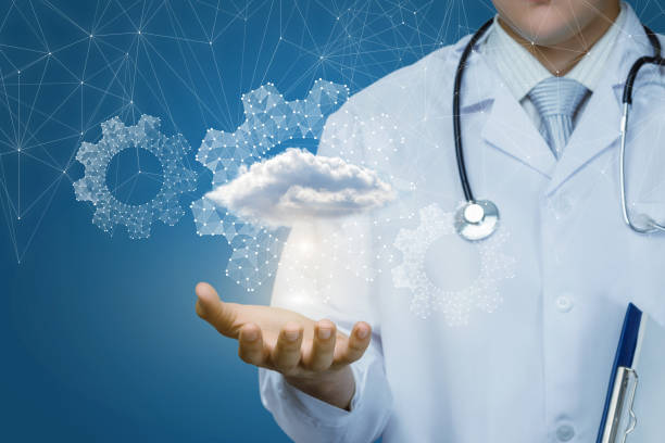 istock Doctor shows a cloud of data . 1270670277