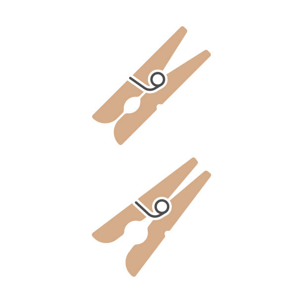 kleidung peg icon flaches design. - clothes peg stock-grafiken, -clipart, -cartoons und -symbole